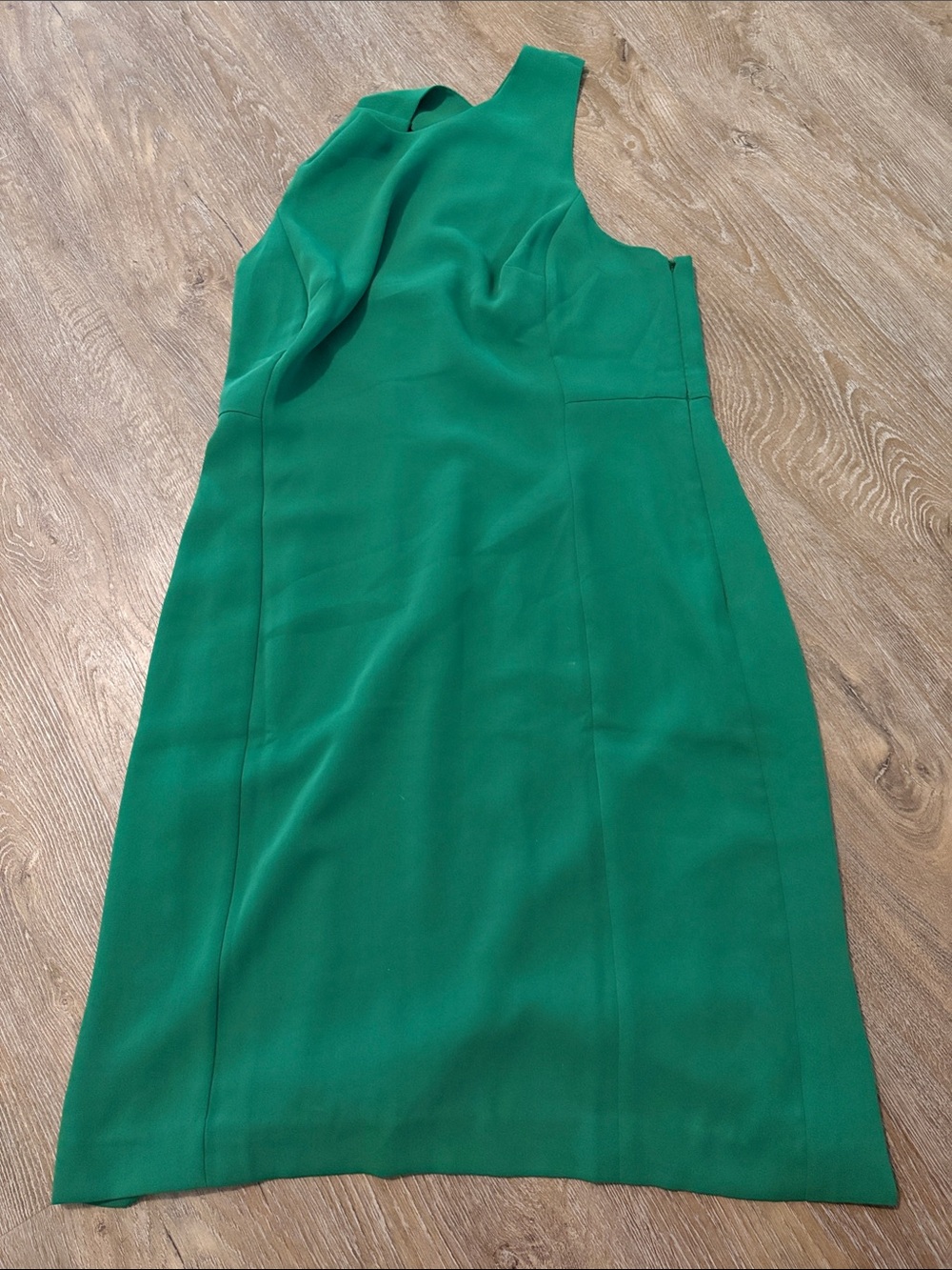Asymmetric Criss Cross Back Green Sheath Dress